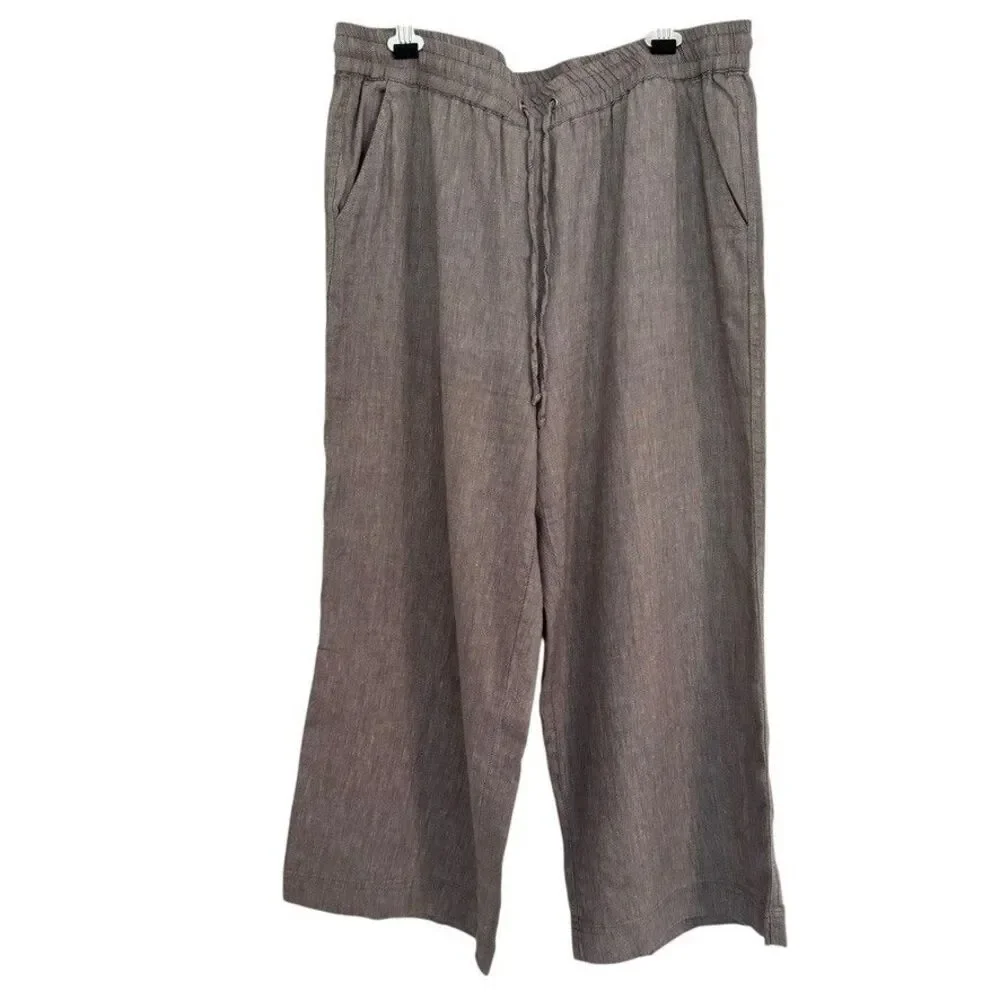 JONES New York Women s Size XL Linen Blend Wide Leg Pants Casual Trousers